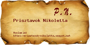 Prisztavok Nikoletta névjegykártya